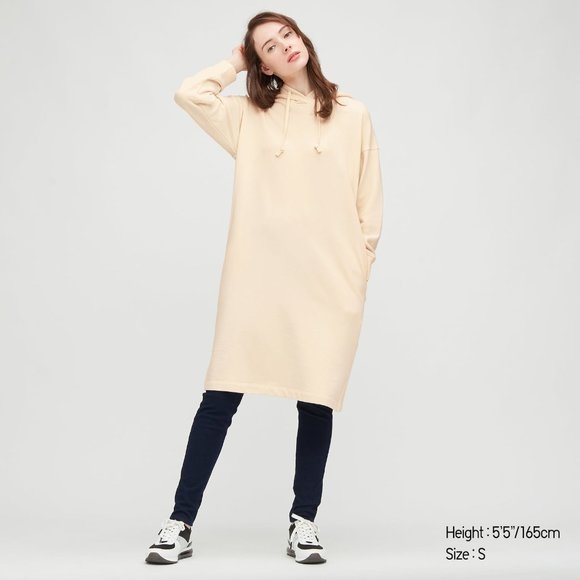NWT Uniqlo Sweat Hoodie Long Sleeve Dress - Picture 1 of 9